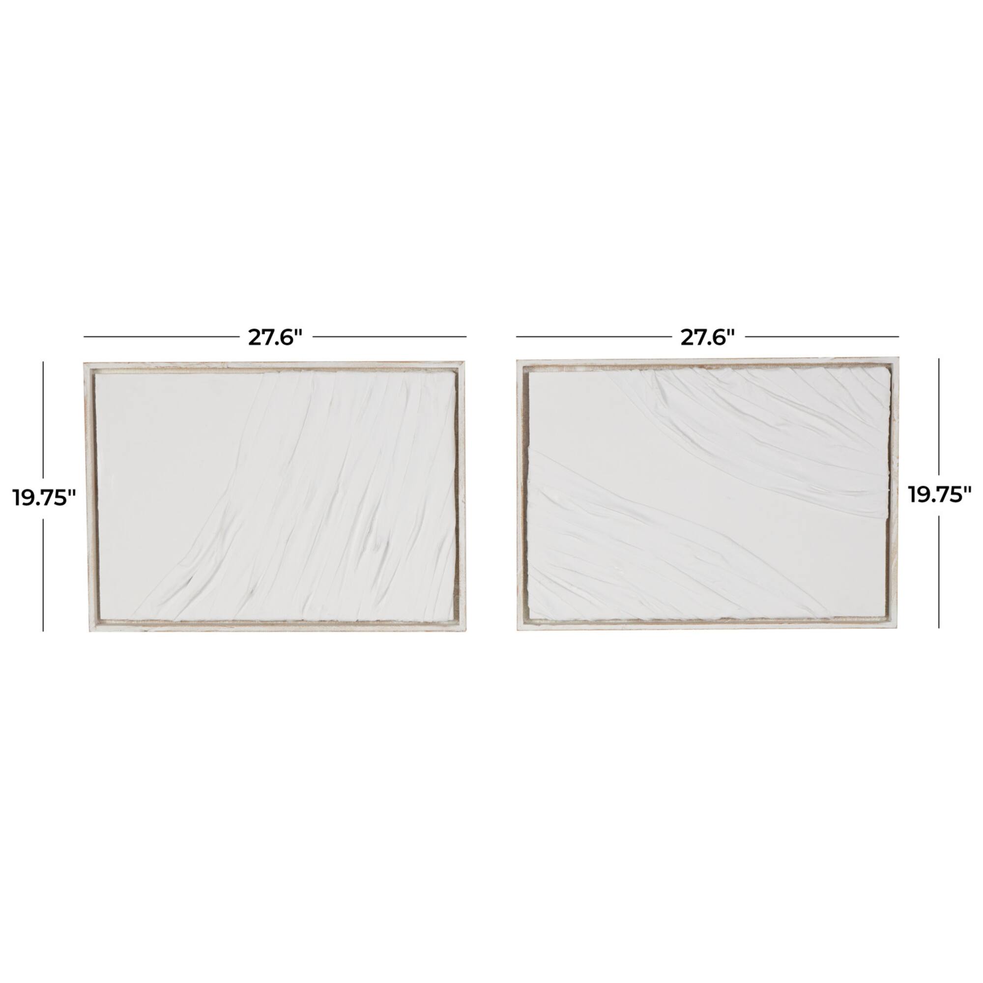 28" x 20" White Distressed Wood Abstract Wavy Wall Decor, Set of 2
